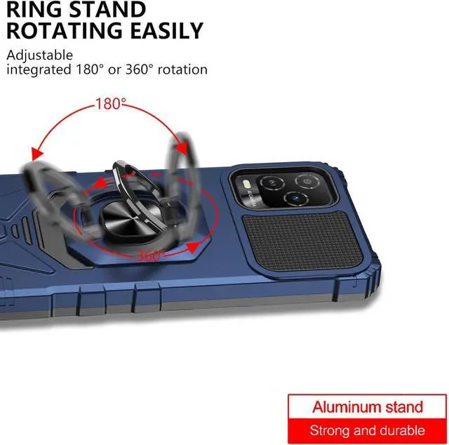 Alt view image 4 of 6 - for BLU View 5 Pro Magnetic Case with Screen Protector Ring Kickstand for Car Mount Military Grade Shockproof Rugged Cell Phone Case for BLU View 5 Pro B170D-Blue