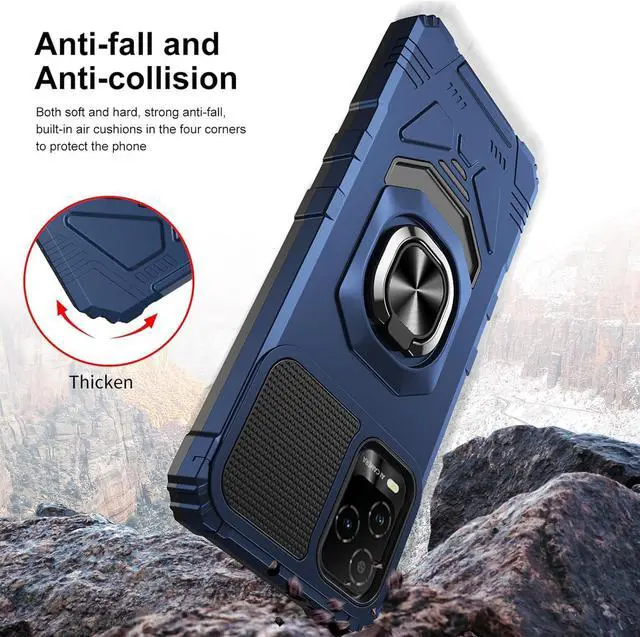 Alt view image 5 of 6 - for BLU View 5 Pro Magnetic Case with Screen Protector Ring Kickstand for Car Mount Military Grade Shockproof Rugged Cell Phone Case for BLU View 5 Pro B170D-Blue