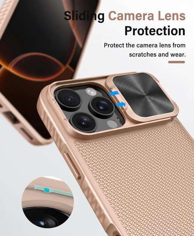 Alt view image 5 of 7 - for iPhone 16 Pro Max Case with Kickstand & Slide Camera Cover [Compatible with MagSafe] Military-Grade Drop Protection Shockproof Magnetic Phone Cover for iPhone 16 Pro Max 6.9 Rose Gold