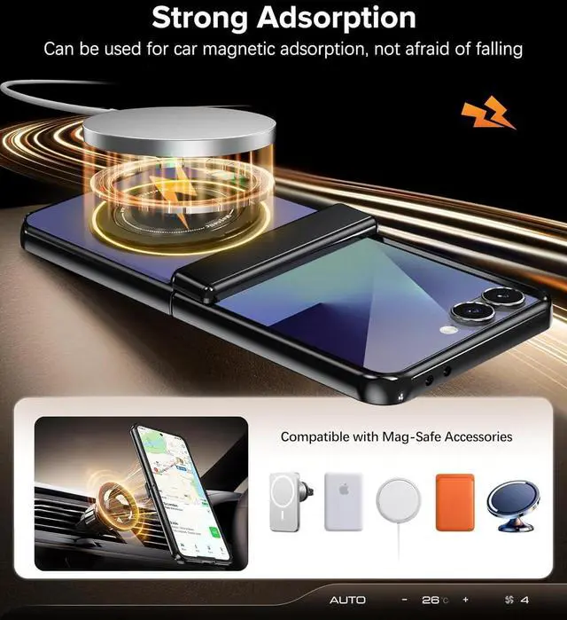 Alt view image 4 of 7 - for  Galaxy Z Flip 7 Case with Screen Protector Hinge Protection Phone Case for Z Flip 7 with Mag-Safe 360° Rotating Ring Holder Hard PC Shockproof Full Body Protective Cover (Blue)