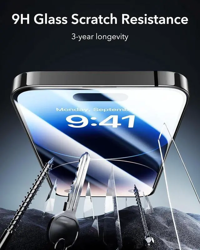 Alt view image 7 of 7 - 3 Pack 9H+ Glass for iPhone 14 Pro Max Screen Protector [Military Grade Shatterproof & Longest Durable] Armorite Ultra-tough Full Coverage Tempered Glass with UltraFit Tray