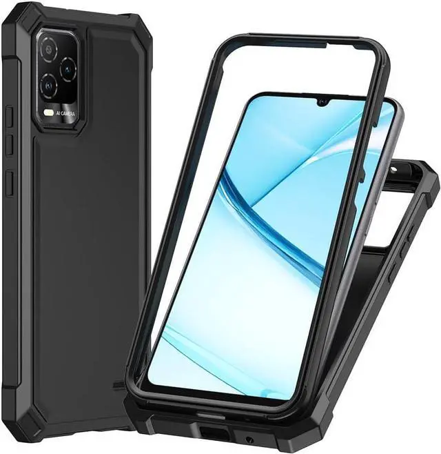 Alt view image 2 of 6 - for BLU View 5 Pro B170D Case with Screen Protector Full Body Protection Front PC Back Soft Silicone Bumper Heavy Duty Protection Shockproof Phone Case for BLU View 5 Pro Black