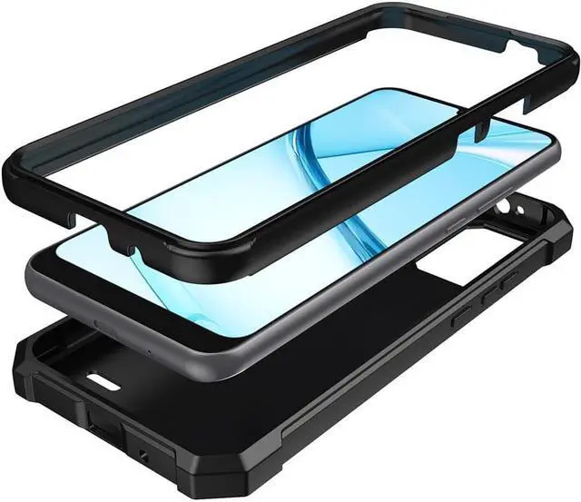 Alt view image 3 of 6 - for BLU View 5 Pro B170D Case with Screen Protector Full Body Protection Front PC Back Soft Silicone Bumper Heavy Duty Protection Shockproof Phone Case for BLU View 5 Pro Black