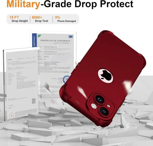 Alt view image 4 of 7 - for iPhone 15 Case with [2 x Screen Protectors] [10 Ft Military Grade Drop Test] [Camera Protection] 360° Full Body Shockproof Slim Thin Phone Case iPhone 15 Cover 6.1 Red