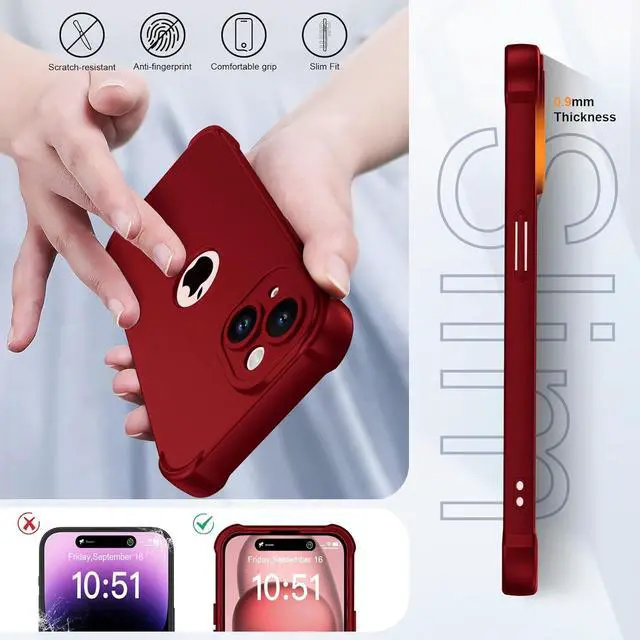 Alt view image 5 of 7 - for iPhone 15 Case with [2 x Screen Protectors] [10 Ft Military Grade Drop Test] [Camera Protection] 360° Full Body Shockproof Slim Thin Phone Case iPhone 15 Cover 6.1 Red