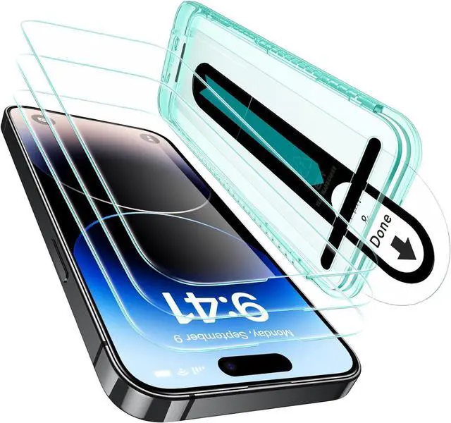 Main image of 3 Pack for iPhone 14 Pro Max Screen Protector [9H Hardness] [Military Grade Shatterproof] Tempered Glass Film with Flawless Fit Tray