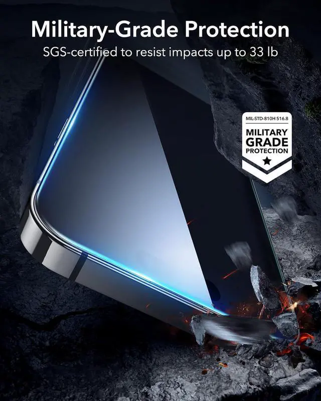 Alt view image 6 of 7 - 3 Pack for iPhone 14 Pro Max Screen Protector [9H Hardness] [Military Grade Shatterproof] Tempered Glass Film with Flawless Fit Tray