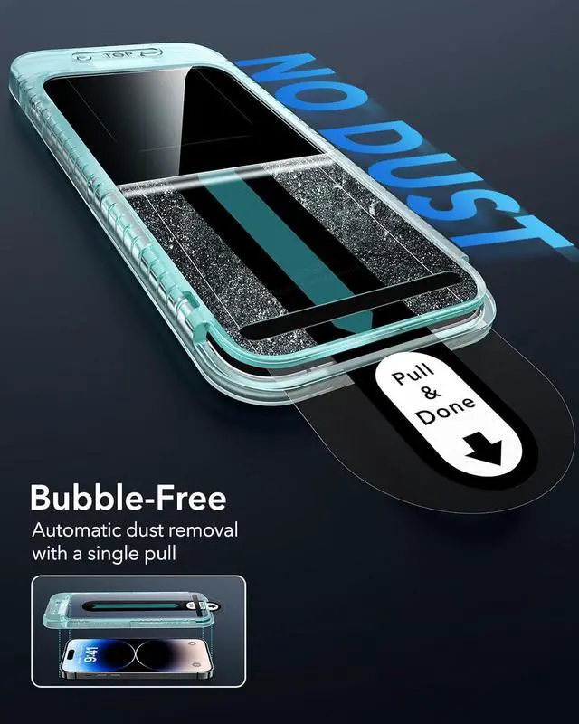 Alt view image 4 of 7 - 3 Pack for iPhone 14 Pro Max Screen Protector [9H Hardness] [Military Grade Shatterproof] Tempered Glass Film with Flawless Fit Tray