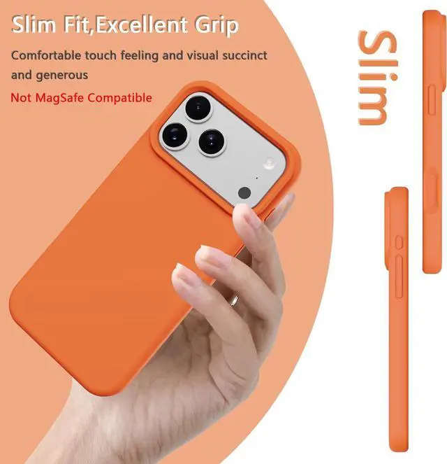 Alt view image 3 of 7 - for iPhone 17 PRO MAX Case Premium Silicone Case with [Soft Anti-Scratch Microfiber Lining] Shockproof Protective Phone Case iPhone (Sugar Orange 17 PRO MAX)