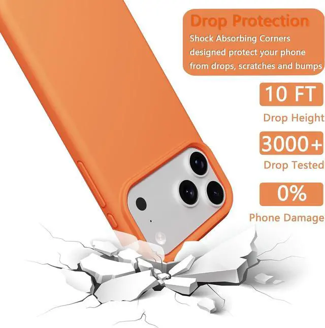 Alt view image 7 of 7 - for iPhone 17 PRO MAX Case Premium Silicone Case with [Soft Anti-Scratch Microfiber Lining] Shockproof Protective Phone Case iPhone (Sugar Orange 17 PRO MAX)