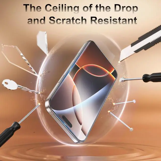 Alt view image 3 of 6 - [3+3 Pack for iPhone 16 Pro Max Screen Protector Anti-Blue Light [Eye Protection] 9H+ Tempered Glass with Camera Lens Protector Anti-Glare