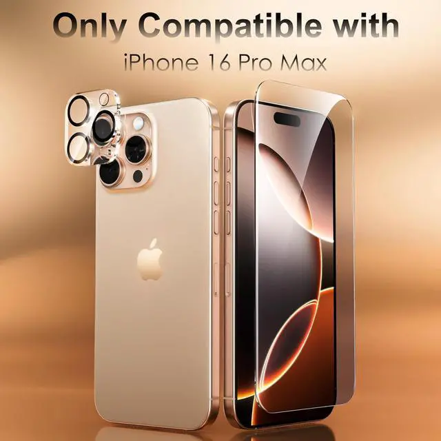 Alt view image 2 of 6 - [3+3 Pack for iPhone 16 Pro Max Screen Protector Anti-Blue Light [Eye Protection] 9H+ Tempered Glass with Camera Lens Protector Anti-Glare