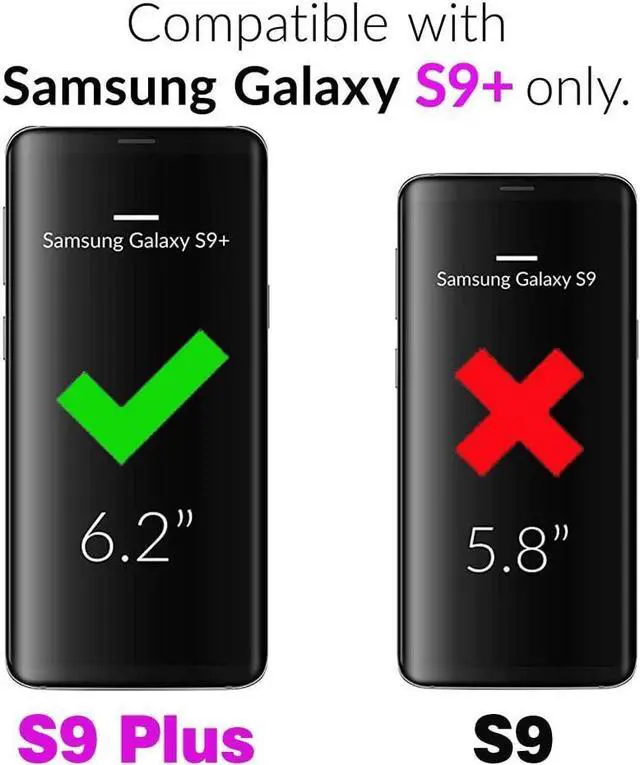 Alt view image 2 of 7 - Phone Case for  Galaxy S9 Plus Zipper Wallet Magnetic Detachable Cell Cover with Tempered Glass Screen Protector Crossbody Strap Flower Card Holder S9+ 9S 9+ S 9 9plus S9plus Women Blue