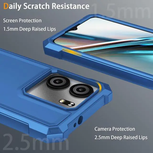 Alt view image 2 of 7 - for BLU View 5 Phone Case with Tempered Glass Screen Protector Slim Soft Silicone Full-Body Protective Case for BLU View 5 (Blue)