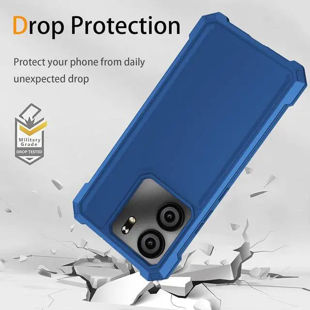 Alt view image 4 of 7 - for BLU View 5 Phone Case with Tempered Glass Screen Protector Slim Soft Silicone Full-Body Protective Case for BLU View 5 (Blue)