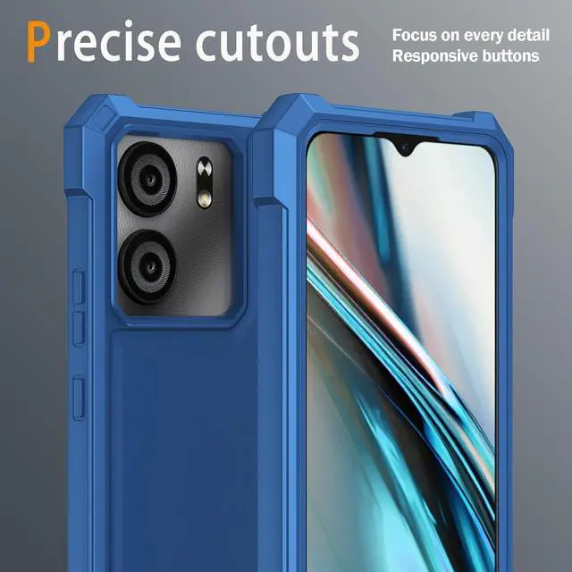 Alt view image 5 of 7 - for BLU View 5 Phone Case with Tempered Glass Screen Protector Slim Soft Silicone Full-Body Protective Case for BLU View 5 (Blue)