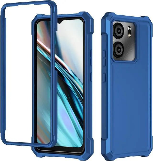 Alt view image 7 of 7 - for BLU View 5 Phone Case with Tempered Glass Screen Protector Slim Soft Silicone Full-Body Protective Case for BLU View 5 (Blue)