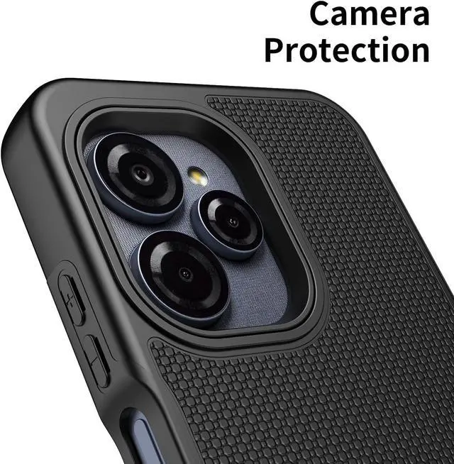 Alt view image 4 of 7 - for Blu View Speed Ultra 5G B1660V Phone Case with Screen Protector Dual Layer Heavy Duty Military Grade Shockproof Corner Cover for Blu View Speed Ultra Black