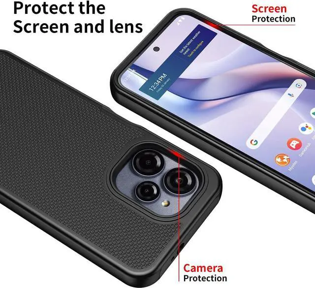 Alt view image 5 of 7 - for Blu View Speed Ultra 5G B1660V Phone Case with Screen Protector Dual Layer Heavy Duty Military Grade Shockproof Corner Cover for Blu View Speed Ultra Black