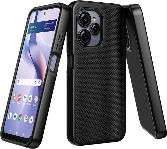 Alt view image 7 of 7 - for Blu View Speed Ultra 5G B1660V Phone Case with Screen Protector Dual Layer Heavy Duty Military Grade Shockproof Corner Cover for Blu View Speed Ultra Black