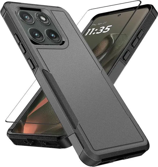 Main image of for Motorola Moto Edge 2025 Case with Tempered Glass Screen Protector Heavy Duty Drop Protection Full Body Rugged Shockproof Dustproof Protective Phone Cover Military Bumper Tough Black