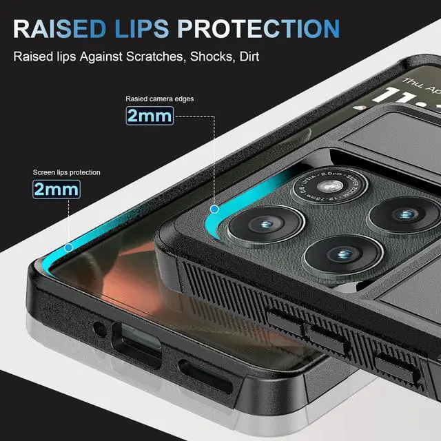 Alt view image 2 of 6 - for Motorola Moto Edge 2025 Case with Tempered Glass Screen Protector Heavy Duty Drop Protection Full Body Rugged Shockproof Dustproof Protective Phone Cover Military Bumper Tough Black