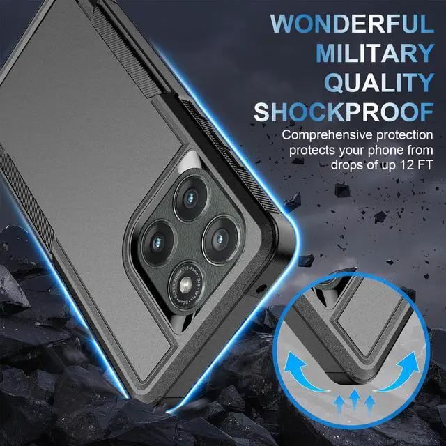 Alt view image 4 of 6 - for Motorola Moto Edge 2025 Case with Tempered Glass Screen Protector Heavy Duty Drop Protection Full Body Rugged Shockproof Dustproof Protective Phone Cover Military Bumper Tough Black