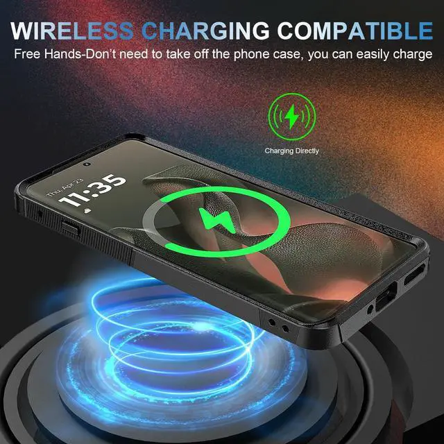 Alt view image 5 of 6 - for Motorola Moto Edge 2025 Case with Tempered Glass Screen Protector Heavy Duty Drop Protection Full Body Rugged Shockproof Dustproof Protective Phone Cover Military Bumper Tough Black