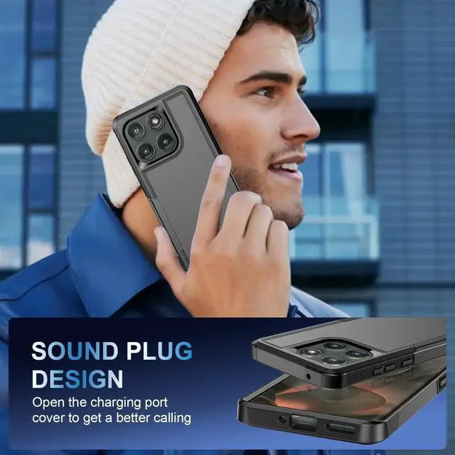 Alt view image 6 of 6 - for Motorola Moto Edge 2025 Case with Tempered Glass Screen Protector Heavy Duty Drop Protection Full Body Rugged Shockproof Dustproof Protective Phone Cover Military Bumper Tough Black