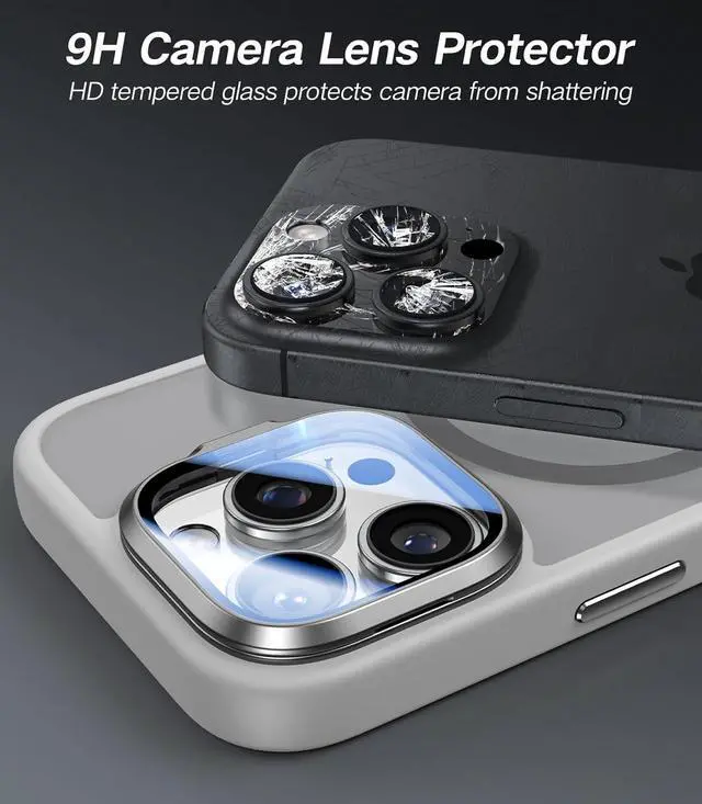 Alt view image 2 of 6 - [Upgraded] for iPhone 16 Pro Max Case with Camera Cover Stand [Fit for MagSafe][9H Camera Lens Protector] Mil-Grade Protection Translucent Magnetic iPhone 16 Pro Max Phone Case Grey