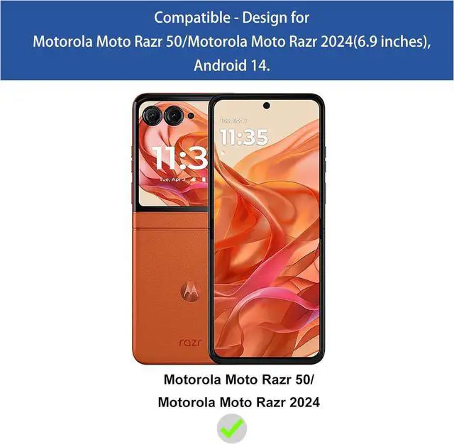 Alt view image 3 of 7 - for Moto Razr 2024 Case - Motorola Razr 50 Kickstand Case with Magnetic Car Mount Military Grade Shockproof Protective Cell Phone Case - Red