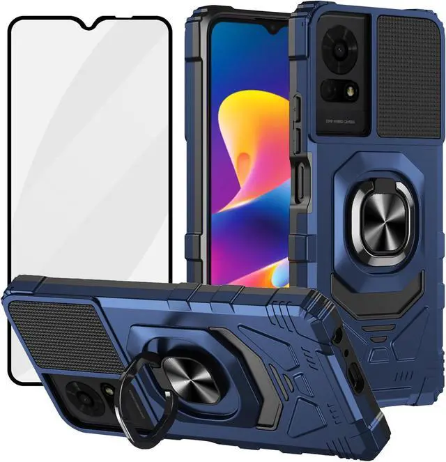 Main image of for TCL T434D Magnetic Case with Screen Protector Ring Kickstand for Car Mount Military Grade Shockproof Rugged Phone Case for TCL K23 - Blue