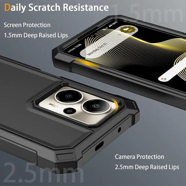 Alt view image 2 of 7 - Cricket Outlast 5G 2024 Phone Case - AT&T Motivate Pro 5G Case with Tempered Glass Screen Protector Slim Soft Silicone Full-Body Protective Cover (Black)