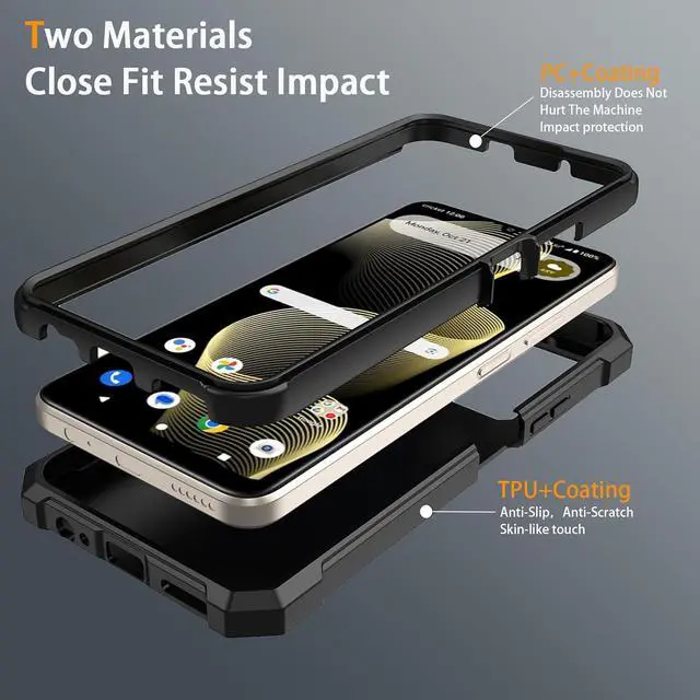 Alt view image 3 of 7 - Cricket Outlast 5G 2024 Phone Case - AT&T Motivate Pro 5G Case with Tempered Glass Screen Protector Slim Soft Silicone Full-Body Protective Cover (Black)