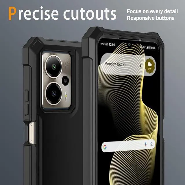 Alt view image 5 of 7 - Cricket Outlast 5G 2024 Phone Case - AT&T Motivate Pro 5G Case with Tempered Glass Screen Protector Slim Soft Silicone Full-Body Protective Cover (Black)