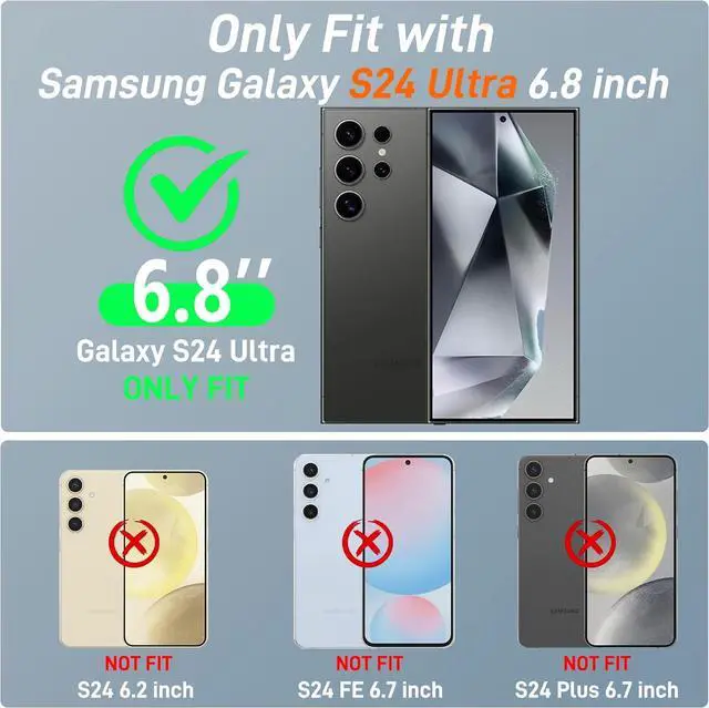 Alt view image 3 of 7 - for  Galaxy S24 Ultra with Card Holder Dual-Layer Design & 2 HD Screen Protectors Hidden Card Slot Wallet Case for  S24 Ultra-Black