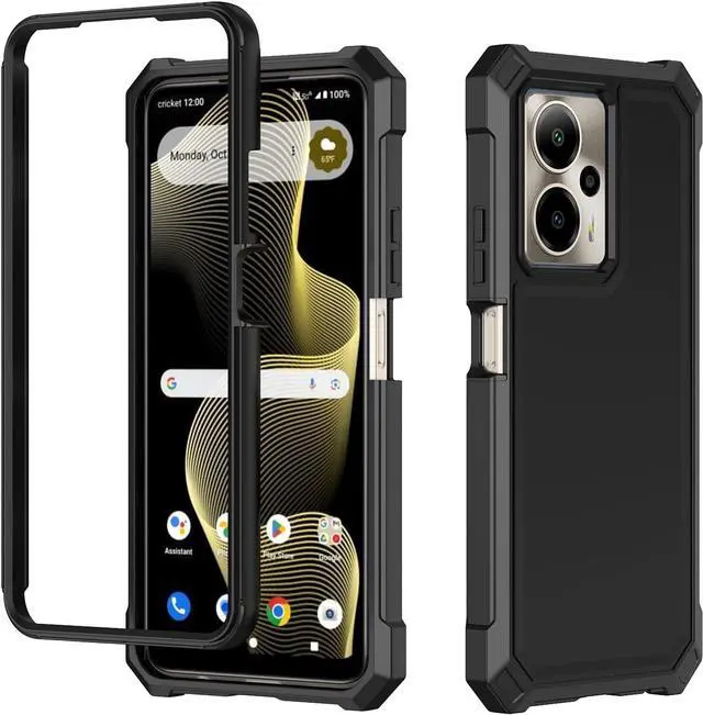 Alt view image 7 of 7 - Cricket Outlast 5G 2024 Phone Case - AT&T Motivate Pro 5G Case with Tempered Glass Screen Protector Slim Soft Silicone Full-Body Protective Cover (Black)