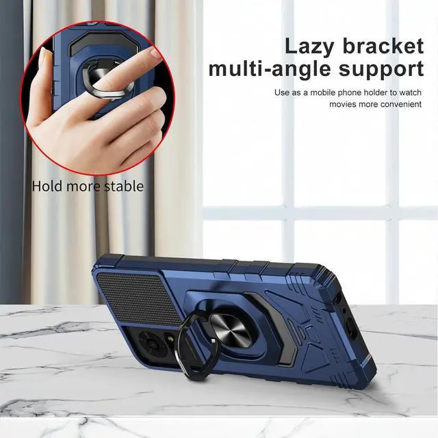 Alt view image 2 of 6 - for TCL T434D Magnetic Case with Screen Protector Ring Kickstand for Car Mount Military Grade Shockproof Rugged Phone Case for TCL K23 - Blue