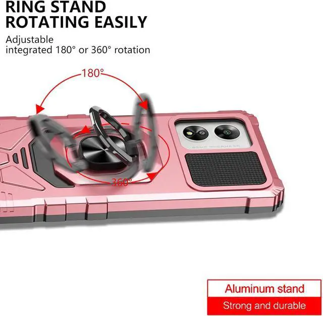 Alt view image 4 of 6 - Case for Celero 5G SC Military Grade Shockproof Protective Rugged Cell Phone Cover with Ring Kickstand for Magnetic Car Mount - Rose Gold