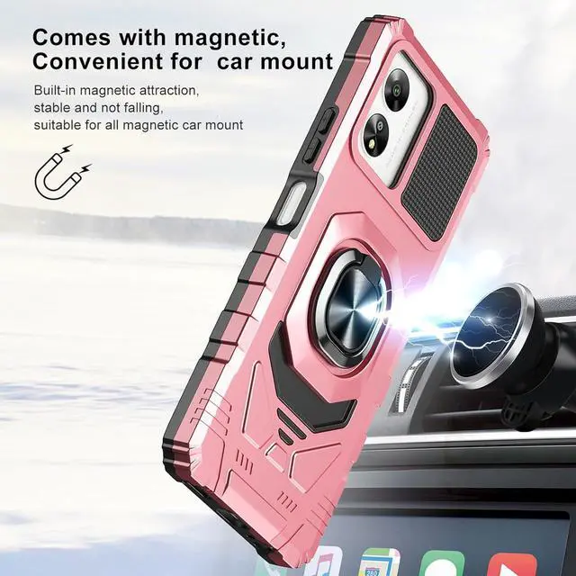 Alt view image 6 of 6 - Case for Celero 5G SC Military Grade Shockproof Protective Rugged Cell Phone Cover with Ring Kickstand for Magnetic Car Mount - Rose Gold