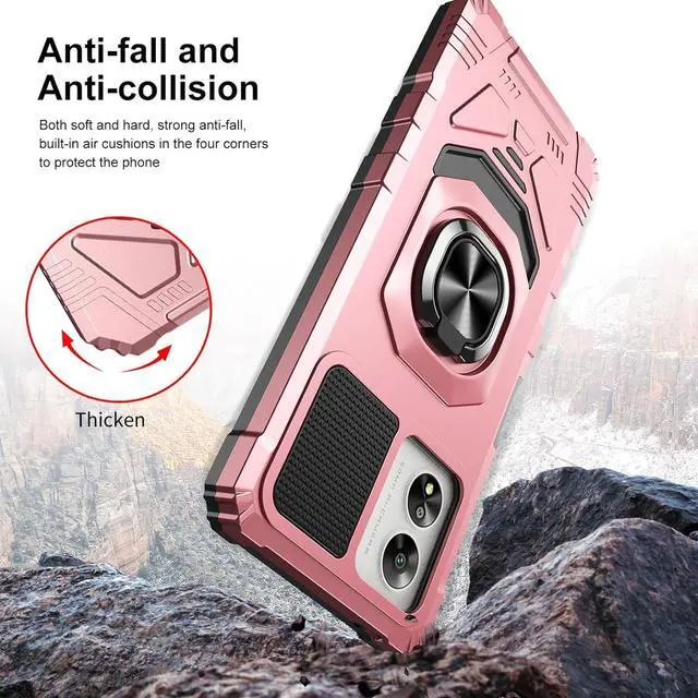 Alt view image 5 of 6 - Case for Celero 5G SC Military Grade Shockproof Protective Rugged Cell Phone Cover with Ring Kickstand for Magnetic Car Mount - Rose Gold