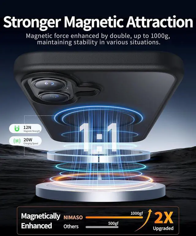 Alt view image 2 of 6 - for iPhone 16 Plus Case Compatible with MagSafe Shockproof Military-Grade Protection Cover Slim Anti-Yellowing Megnetic Translucent Matte Phone Case for iPhone 16 Plus (6.7 inch) Black