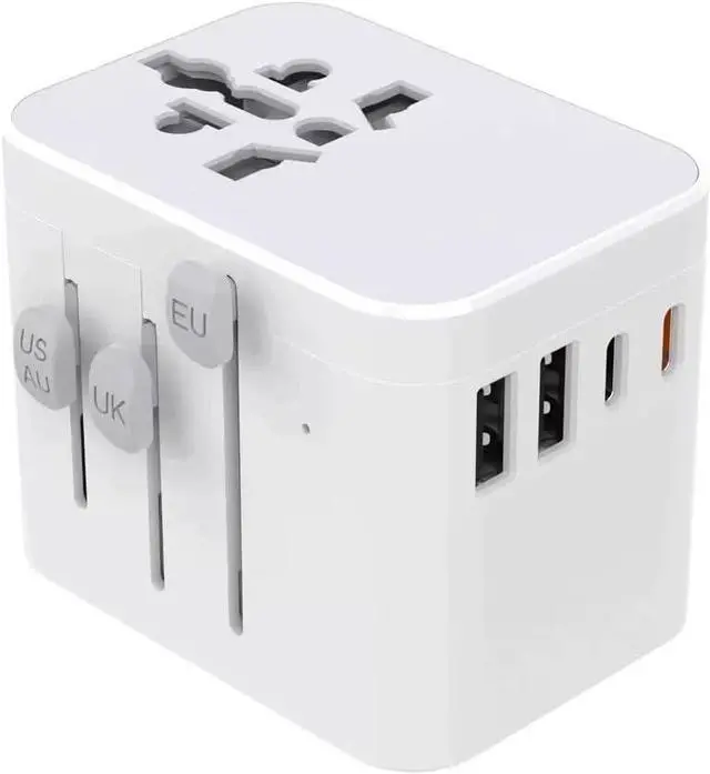 Main image of European Travel Plug Adapter Universal Travel Adapter with PD Fast Charging 5-Port (1 AC/2 USB-A/2 USB-C) International Power Adapter with Fuse Surge Protection for US EU UK AU - White