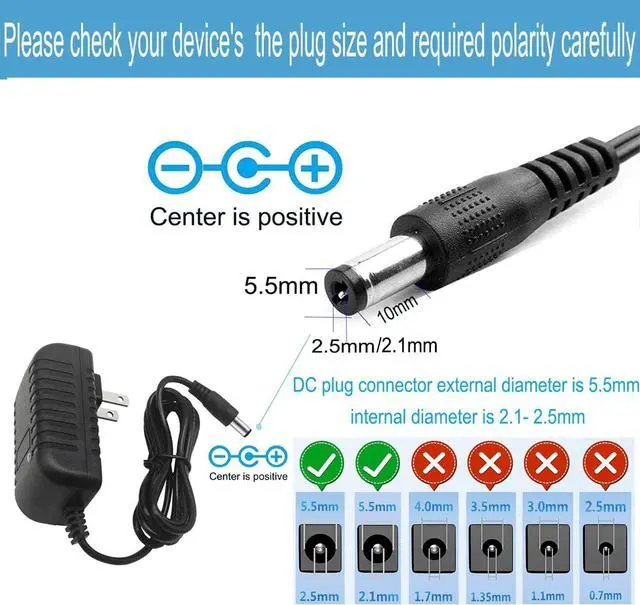 Alt view image 3 of 7 - DC 24V 1A Power Supply Adapter 24W AC Adapter 100-240V 50-60Hz to DC 24 Volts 1Amp 4.6ft Power Cord Transformer with 5.5mm X 2.5mm/2.1mm US Plug for DC24V 1A LED Strip Light CCTV Camera