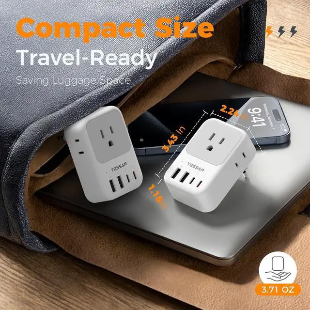 Alt view image 6 of 7 - European Travel Plug Adapter 2 Pack PD 20W Adapter for Europe Plug with 4 AC Outlets 4 USB (2 USB C) Type C Adaptor for US to Europe Italy Spain France Portugal Greece Iceland Germany