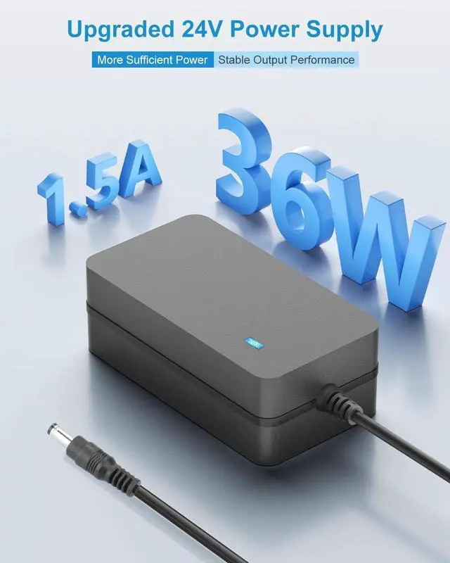 Alt view image 2 of 7 - 24V Power Supply 1.5A 36W AC Adapter 100-240V 50-60Hz to DC 24 Volt Power Cord 1.5 Amp 1500mA 1A Transformer Converter 6.2FT with 14 Tips for LED Strip Light CCTV Camera DC Pump Router