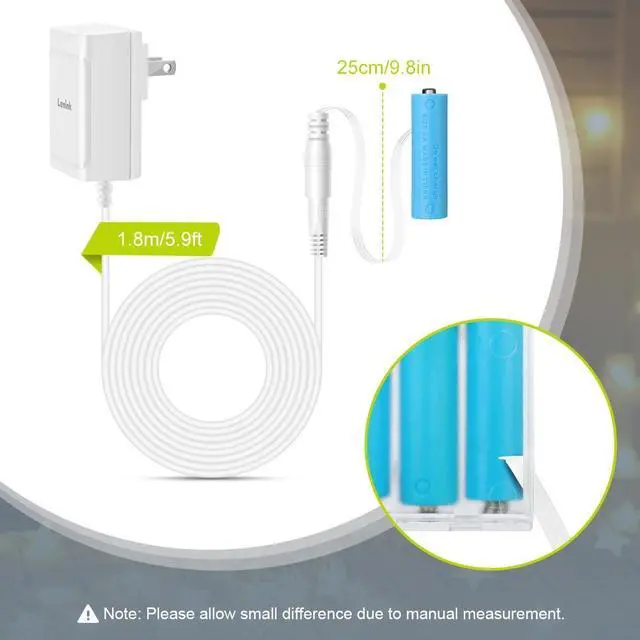 Alt view image 3 of 7 - AC Power Supply Adapter for 3 AA Battery AA Battery Replacement Adapter for LED Light Decorations (White)
