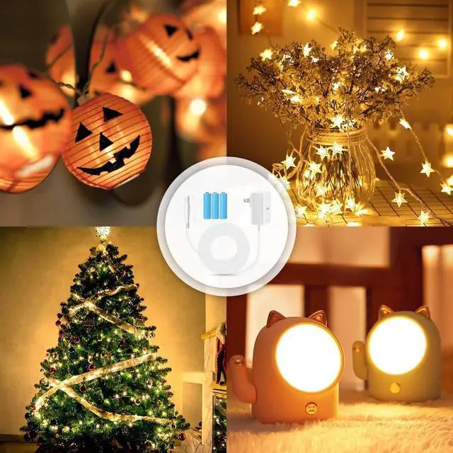 Alt view image 6 of 7 - AC Power Supply Adapter for 3 AA Battery AA Battery Replacement Adapter for LED Light Decorations (White)