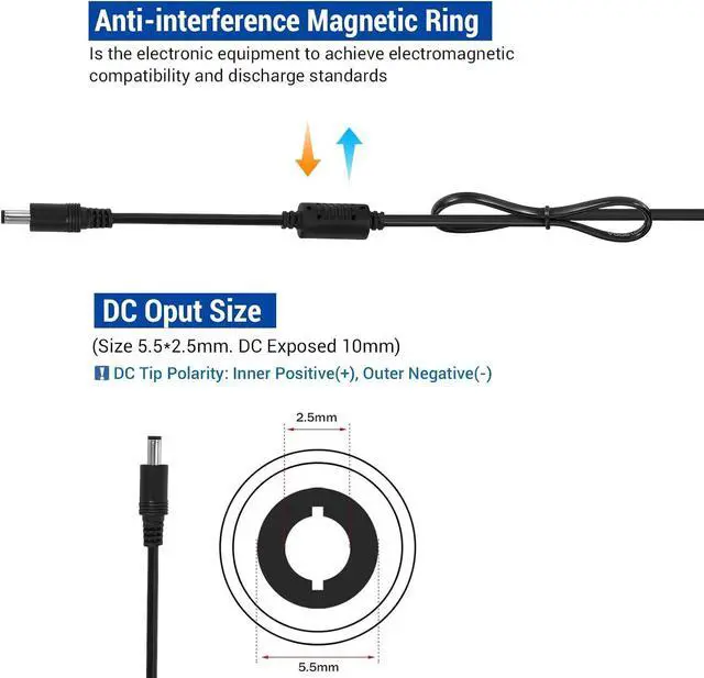 Alt view image 3 of 6 - Power Supply 12V 5A AC 100-240V to DC12V 60W Converter Adapter Driver Transformer with 5.5mm x 2.5mm Jack US Plug for Led Strips LCD Monitors CCTV Camera