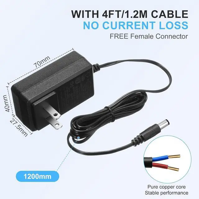 Alt view image 3 of 7 - 10 Pcs 12V Power Supply 12V DC 2A 24W LED Light Adapter Switching Led Power Supply AC120V to DC12V Transformer with 5.5/2.1 mm Female Barrel Connector for Strip Light